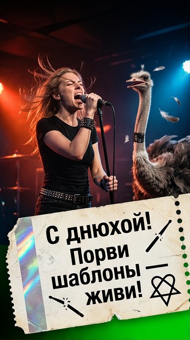 Пост-хардкор билет со страусом