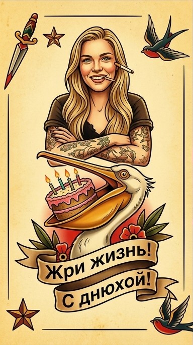 Тату-эскиз с пеликаном