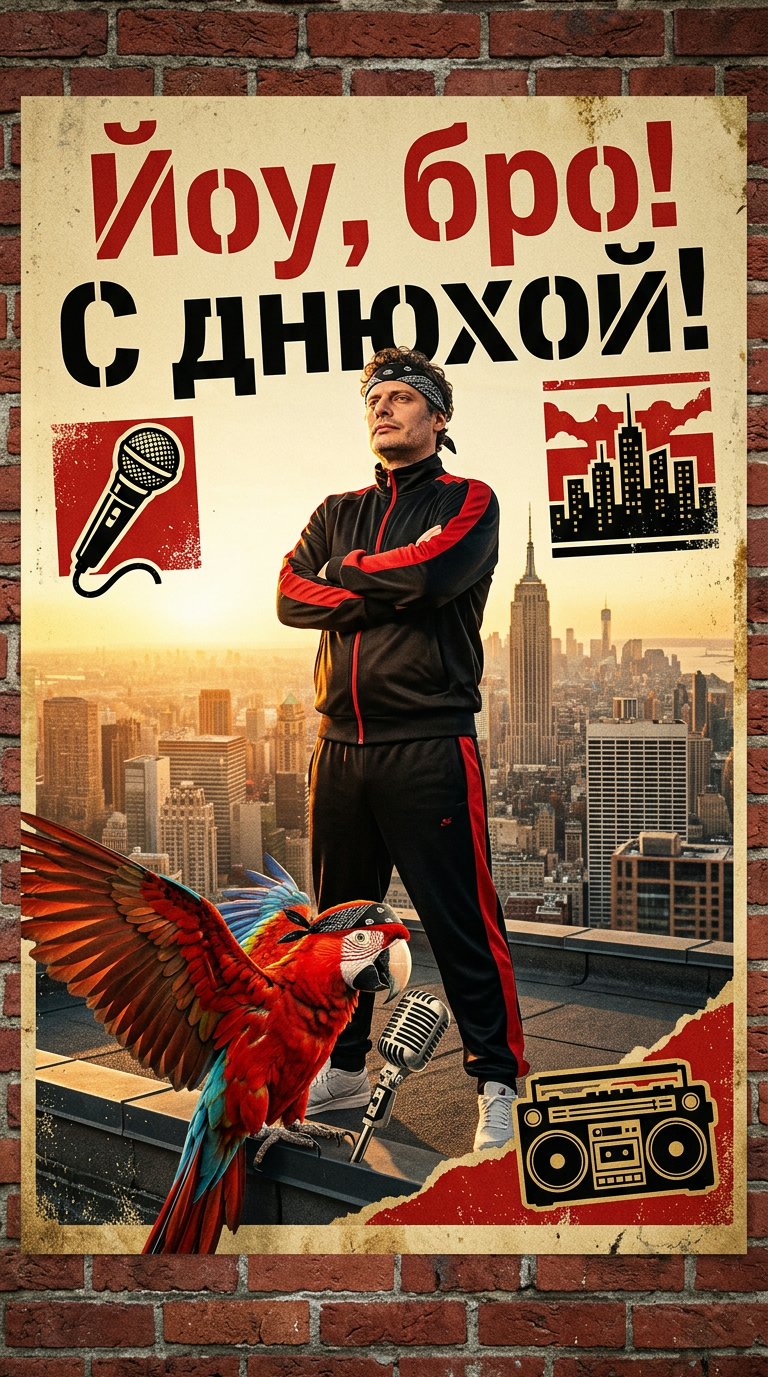 Рэп-плакат с попугаем